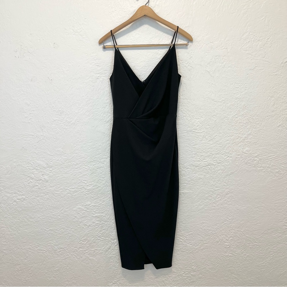 Betsey Johnson Black Faux Wrap Dress Midi 4 - Picture 4 of 7